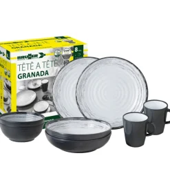 Clearance Set 8 stoviglie da campeggio "granada" in stone touch antiscivolo Campeggio