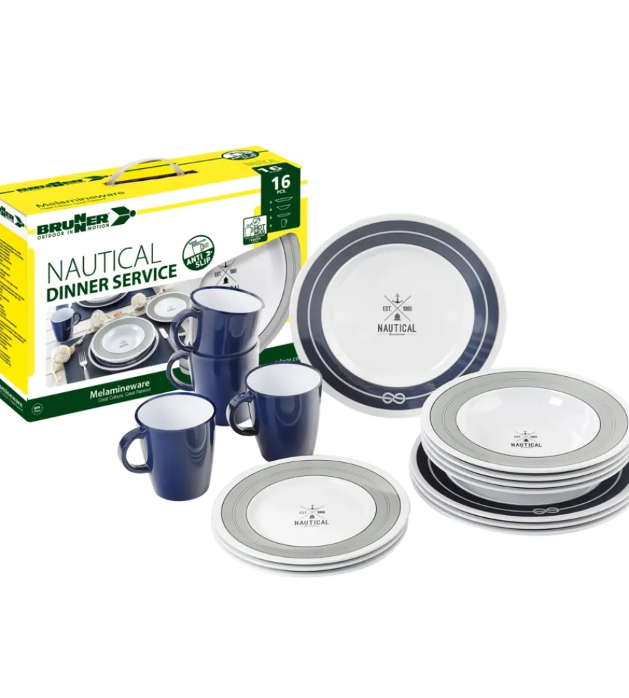 Brunner Campeggio|Set 16 stoviglie da campeggio "nautical"