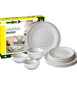 Sale Set 12 stoviglie da campeggio "savana" in stone touch antiscivolo Campeggio