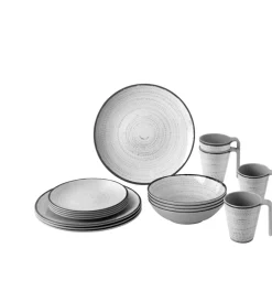 New Set 16 stoviglie da campeggio "tivoli" in melamina antiscivolo Campeggio