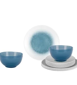 Brunner Campeggio|Set 12 stoviglie da campeggio "meteore azur" in stone touch antiscivolo