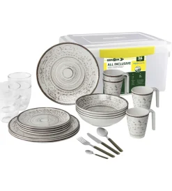 Discount Set 36 stoviglie da campeggio "kassandra" in melamina antiscivolo Campeggio