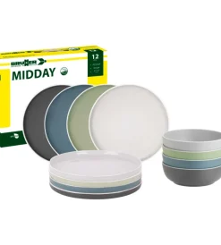 Clearance Set 12 stoviglie da campeggio "dolomit" in stone touch antiscivolo Campeggio