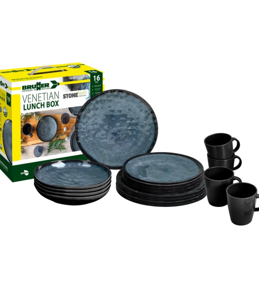 Online Set 16 stoviglie da campeggio "venetian" in stone touch antiscivolo Campeggio