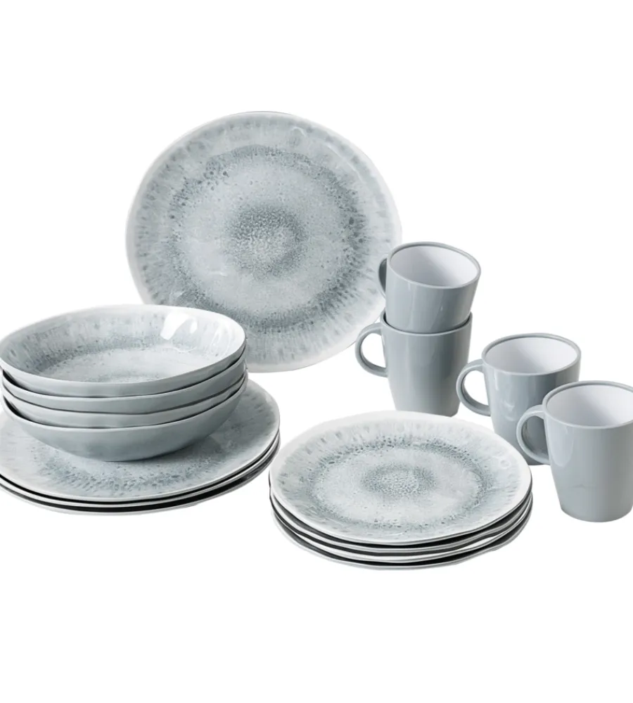 Campeggio-Brunner Set 16 stoviglie da campeggio "pearl" in stone touch antiscivolo
