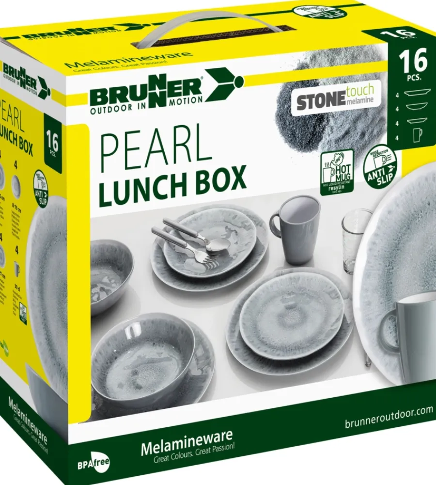 Campeggio-Brunner Set 16 stoviglie da campeggio "pearl" in stone touch antiscivolo