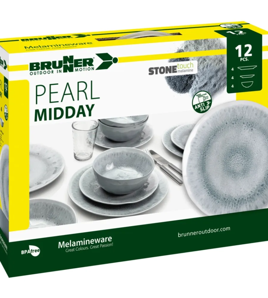 Campeggio-Brunner Set 12 stoviglie da campeggio "pearl" in stone touch antiscivolo