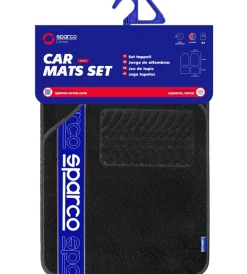 Set 4 tappetini neri e blu per auto in moquette Auto Interno