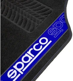 Set 4 tappetini neri e blu per auto in moquette Auto Interno