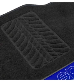 Set 4 tappetini neri e blu per auto in moquette Auto Interno