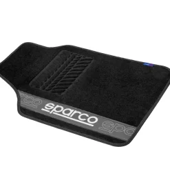 Sparco Auto Interno|Set 4 tappetini neri e grigi per auto in moquette