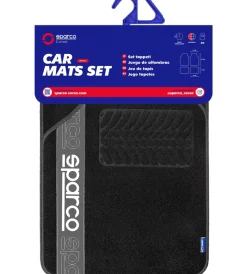 Sparco Auto Interno|Set 4 tappetini neri e grigi per auto in moquette