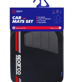 Auto Interno-Sparco Set 4 tappetini neri e rossi per auto