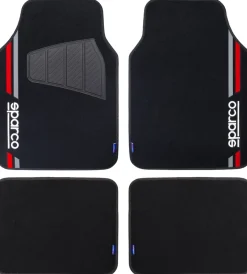 Auto Interno-Sparco Set 4 tappetini neri e rossi per auto