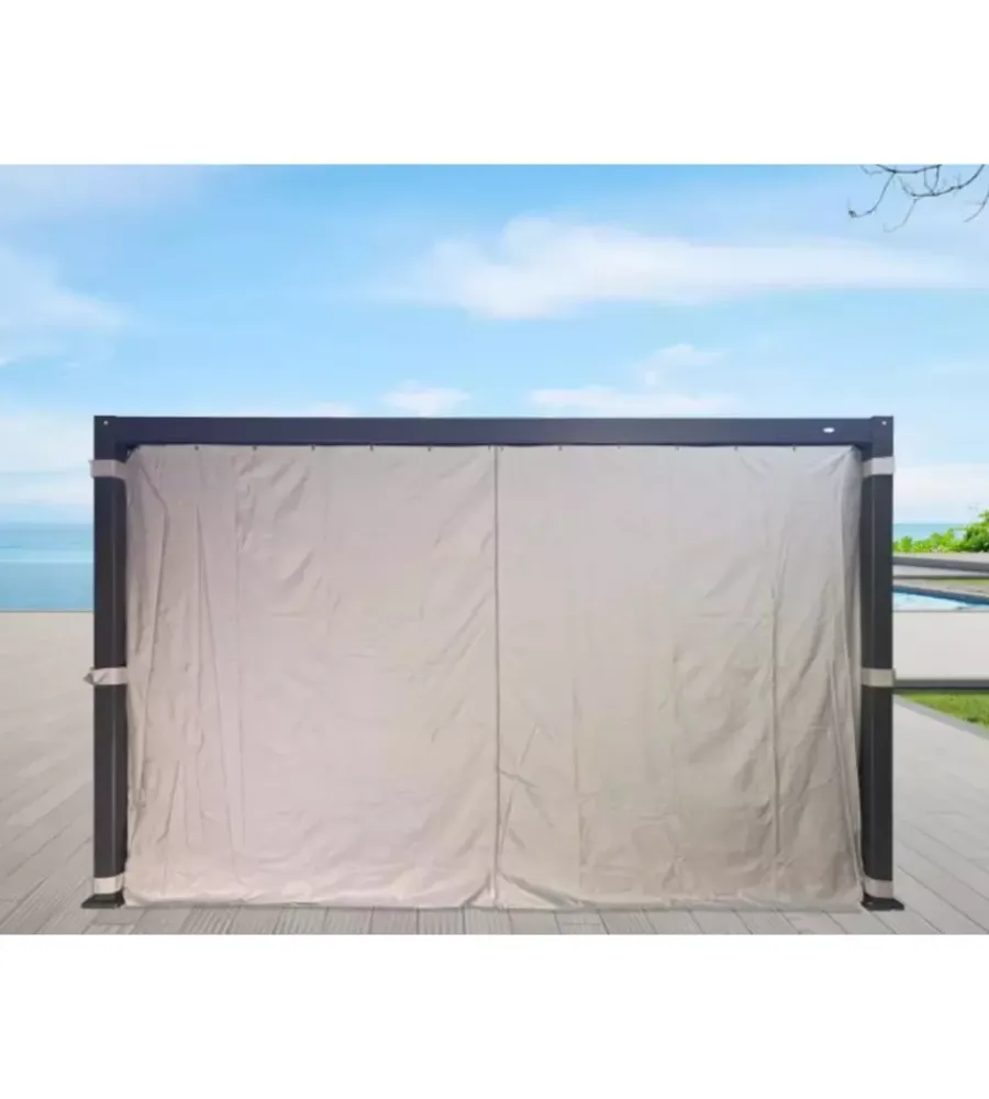 Coperture Per Esterno E Accessori- Set 4 tende per pergola riviera "magnolia" grigio chiaro 300x300 cm