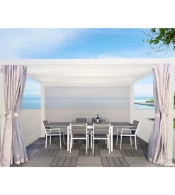 Coperture Per Esterno E Accessori|Set 4 tende zanzariere per pergola riviera "magnolia" grigio chiaro 300x400 cm