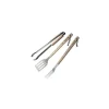 Online Set barbecue 3 pezzi spatola, pinza e forchetta in acciaio inox con manico in legno - Barbecue