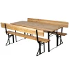 Set birreria da giardino pieghevole in legno e metallo due panche con schienale e tavolo 200x70 cm Mobili Da Giardino E Accessori