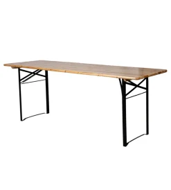 Set birreria da giardino pieghevole in legno e metallo due panche con schienale e tavolo 200x70 cm Mobili Da Giardino E Accessori