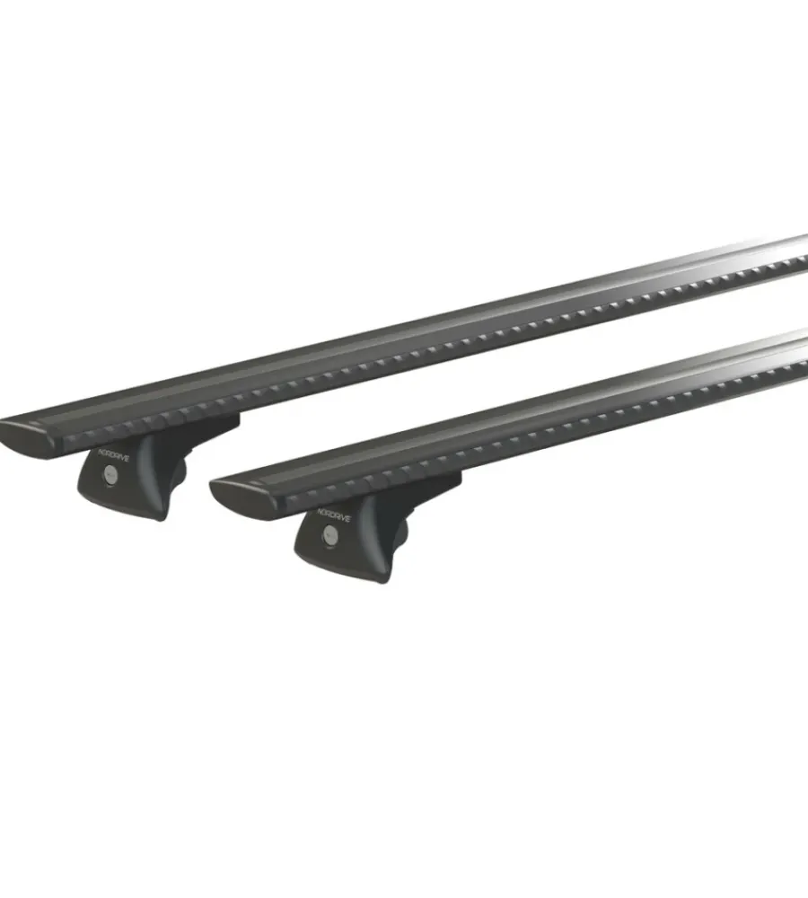 Portaggio-Nordrive Set completo barre portatutto "evos silenzio black in-rail" in alluminio l 128 cm - n15101