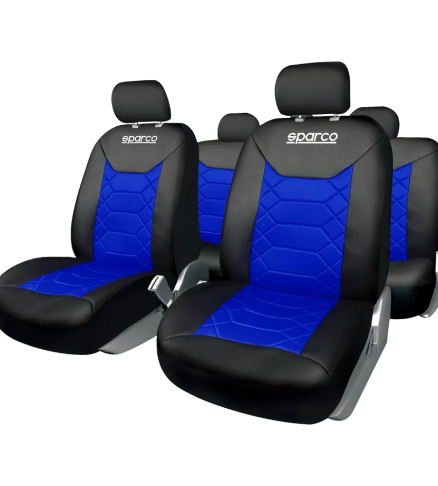 Auto Interno-Sparco Set completo coprisedili auto universali nero/blu a nido d'ape - spc1016