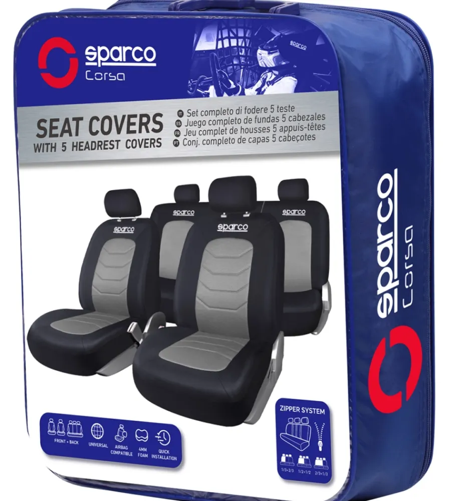 Hot Set completo spc1019 coprisedili auto universali nero e grigio righe Auto Interno