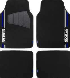 Sparco Auto Interno|Set completo spc19  tappetini auto universali in moquette nero/blu poliestere
