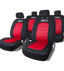 Sparco Auto Interno|Set coprisedili universali auto completo "spc1019" nero/rosso a righe