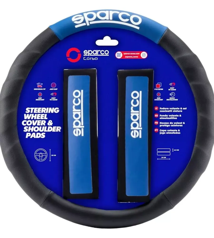 Sale Set coprivolante e passacintura colore nero e blu Auto Interno
