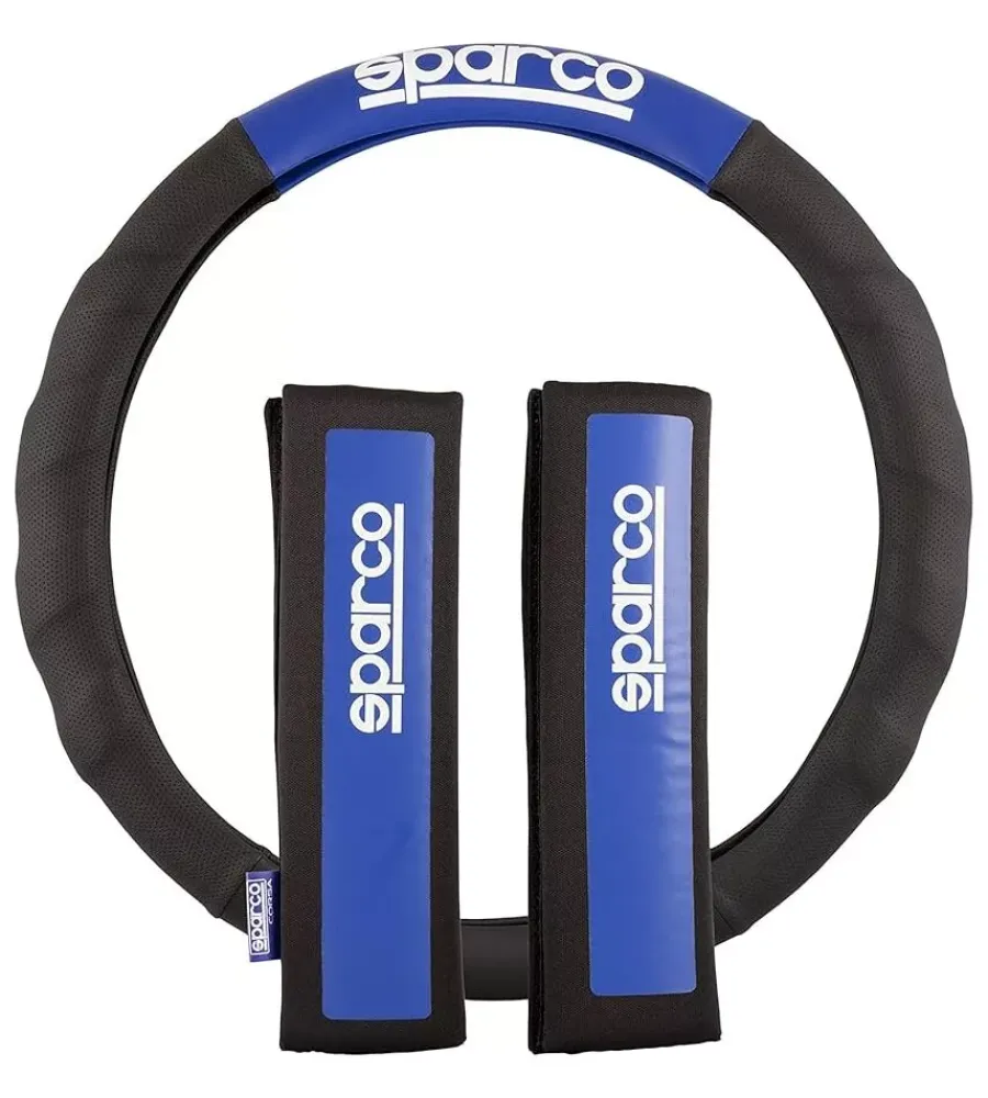 Sale Set coprivolante e passacintura colore nero e blu Auto Interno