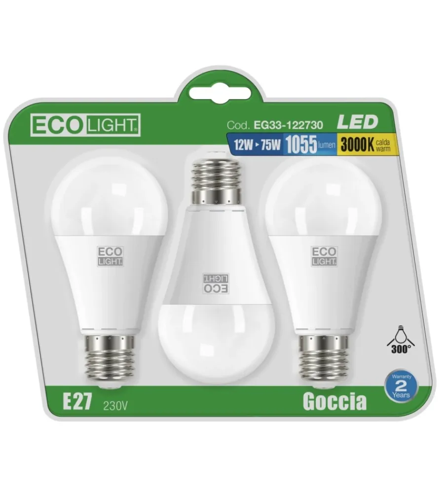 New Set da 3 lampadine led a goccia 12w, e27 Lampadine