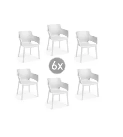 Outlet Set da 6 pezzi sedia da esterno "elisa" in polipropilene colore bianco, 57,7x62,5x79 cm Mobili Da Giardino E Accessori