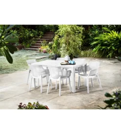 Outlet Set da 6 pezzi sedia da esterno "elisa" in polipropilene colore bianco, 57,7x62,5x79 cm Mobili Da Giardino E Accessori