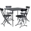 EuroGarden Campeggio|Set da campeggio pieghevole in polietilene nero 4 sedute e tavolo