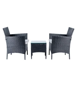 EuroGarden Mobili Da Giardino E Accessori|Set da esterno "lipsia" in rattan con cuscini grigio 2 sedute e tavolino