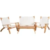Discount Set da esterno pieghevole "primavera" in legno di acacia e poliestere ecrù 4 sedute e tavolino Mobili Da Giardino E Accessori