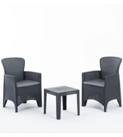 Mobili Da Giardino E Accessori|Set da giardino "cuba" antracite, 2 poltrone e tavolino