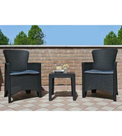 Mobili Da Giardino E Accessori|Set da giardino "cuba" antracite, 2 poltrone e tavolino
