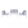 Sale Set da giardino elica garden "helsinki" in alluminio bianco con 2 poltrone, un divano e un tavolino Mobili Da Giardino E Accessori