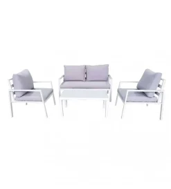 Sale Set da giardino elica garden "helsinki" in alluminio bianco con 2 poltrone, un divano e un tavolino Mobili Da Giardino E Accessori
