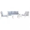 Mobili Da Giardino E Accessori- Set da giardino elica garden "santa cruz" in alluminio bianco 5 sedute e un tavolino