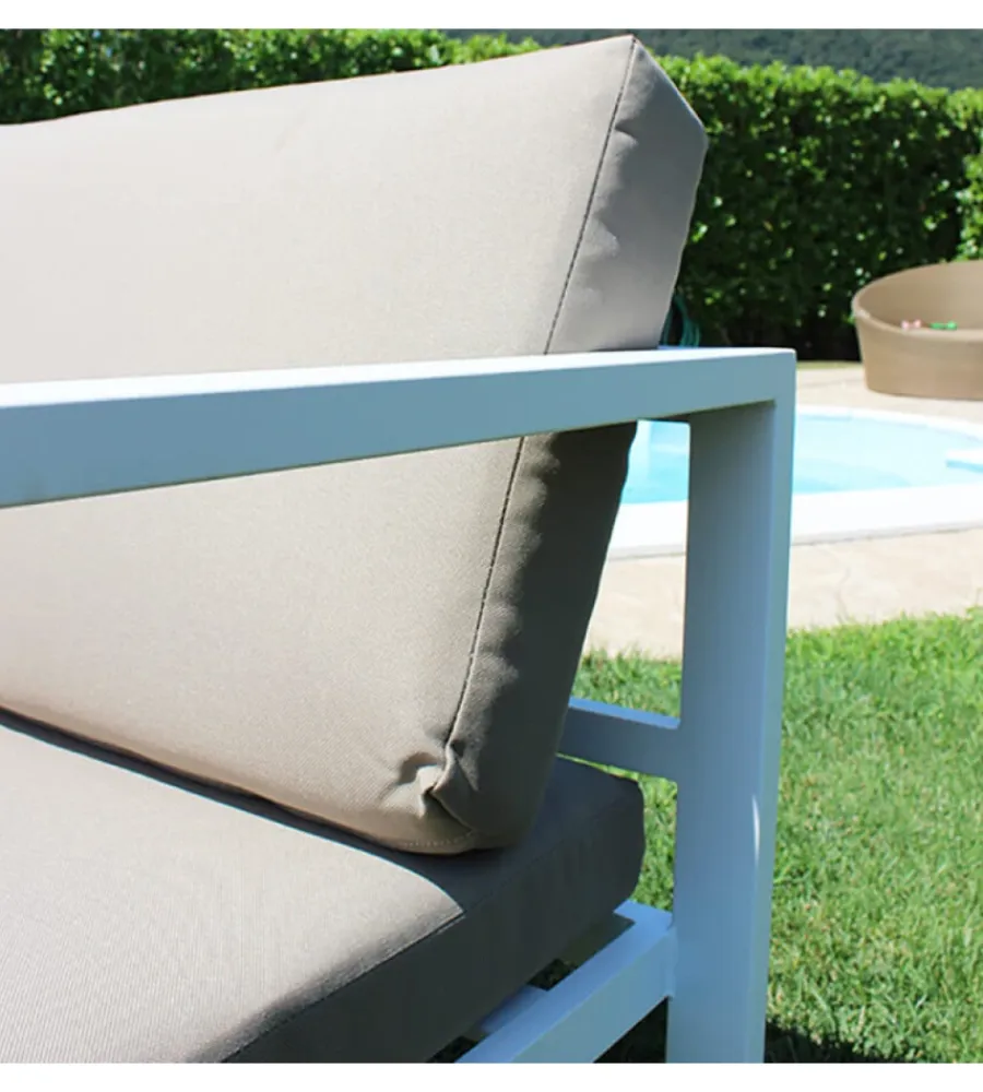 Mobili Da Giardino E Accessori- Set da giardino elica garden "avana" in alluminio bianco con 2 poltrone, un divano e un tavolino