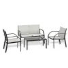 Best Set da giardino essenza "ankara" in acciaio nero 4 poltrone 1 divano 1 tavolo Mobili Da Giardino E Accessori