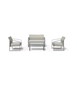 Mobili Da Giardino E Accessori|Set da giardino essenza "alicante" in acciaio bianco washed 4 posti
