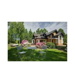 Discount Set da giardino essenza "bistrot" in acciaio antracite 2 sedie 1 tavolo Mobili Da Giardino E Accessori
