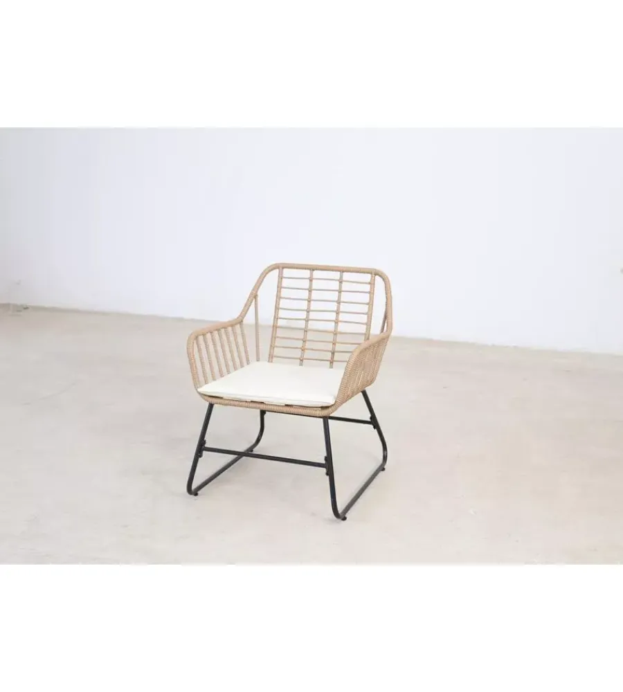 Mobili Da Giardino E Accessori- Set da giardino essenza "cebu" in acciaio nero 2 poltrone 1 divano 1 tavolo