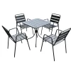Mobili Da Giardino E Accessori- Set da giardino essenza "krystin" in acciaio antracite 4 sedie 1 tavolo