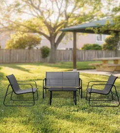 Clearance Set da giardino "magnolia" grigio 4 sedute e tavolino Mobili Da Giardino E Accessori