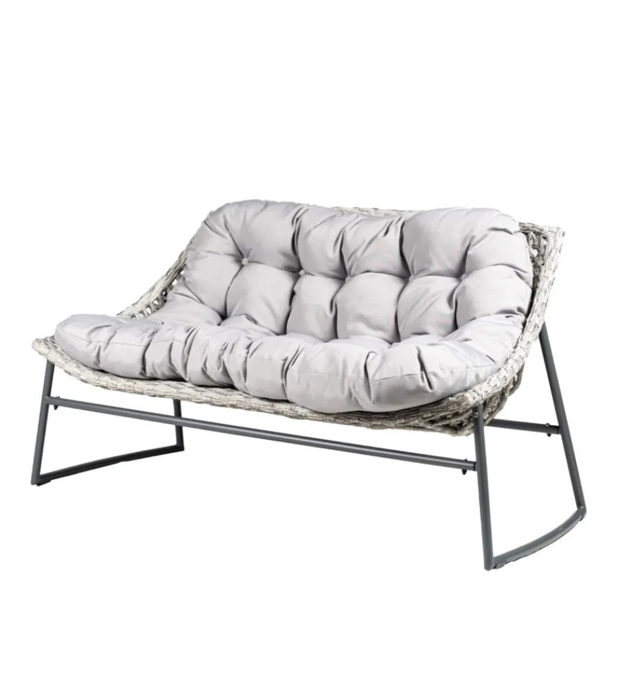 Mobili Da Giardino E Accessori-EuroGarden Set da giardino "las vegas" in metallo e pe rattan grigio con cuscini 4 sedute e tavolino