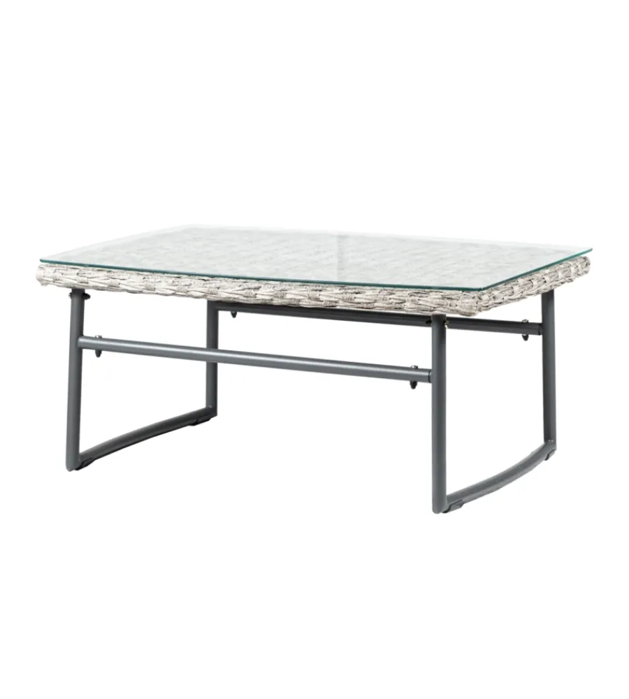 Mobili Da Giardino E Accessori-EuroGarden Set da giardino "las vegas" in metallo e pe rattan grigio con cuscini 4 sedute e tavolino